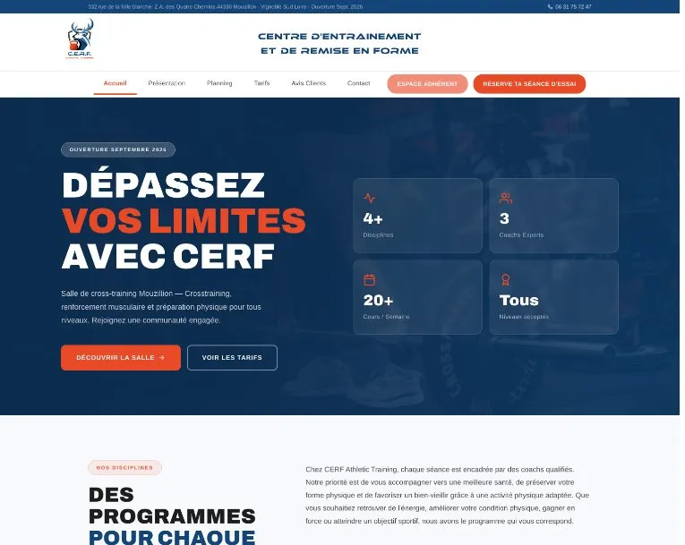Cerf Athletic — Site vitrine